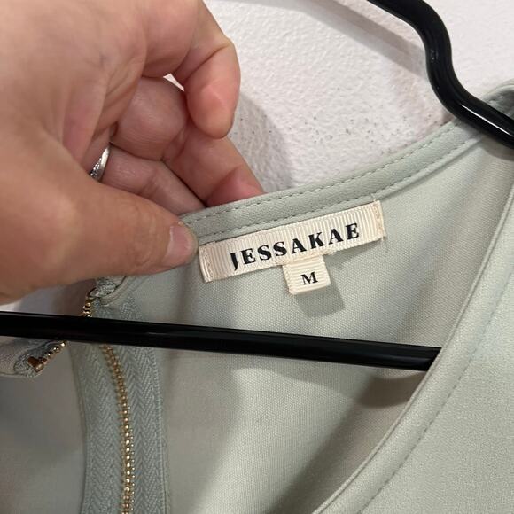 Jessakae Mint Green Dress Size M Short Sleeve Fit and Flare Minimalist - Picture 4 of 7